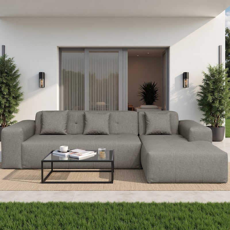 Outdoor No Assembly Patio Sofa with Chaise