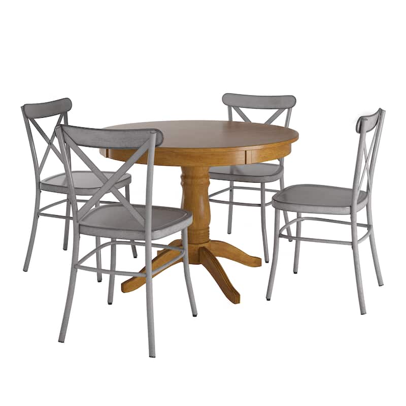 Wilmington II 42" 5-Piece Metal Chair Dining Set by iNSPIRE Q Classic