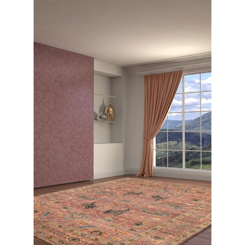 ECARPETGALLERY Hand-knotted Jules Serapi Coral Wool Rug - 8'11 x 11'11