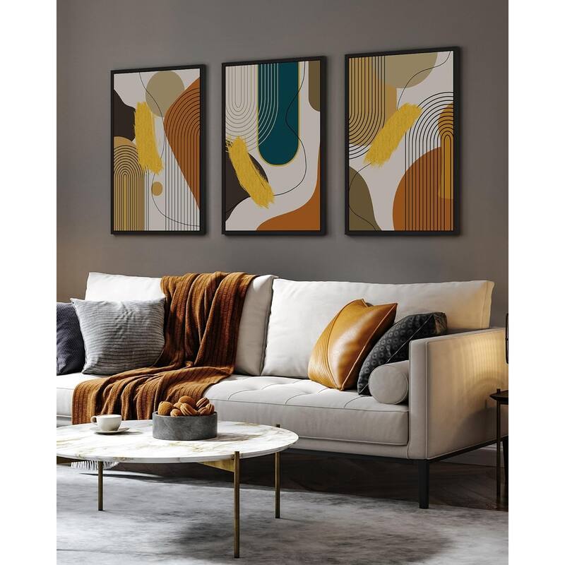 Abstract Framed Wall Art Modern Minimalist Luxury Gold Line Artwork