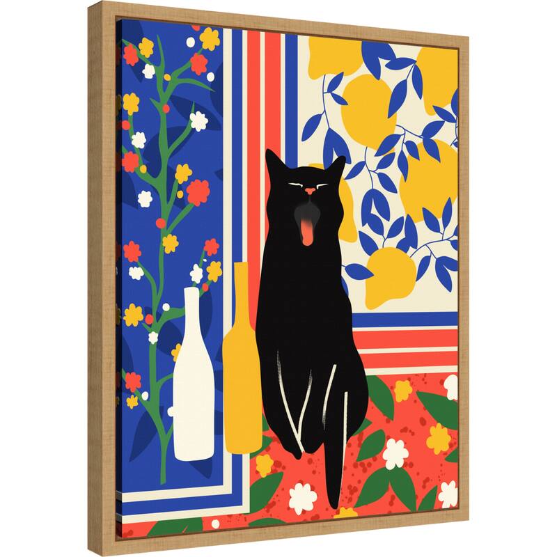 Paws and Patterns Cat by Kintsugi99 Framed Canvas Wall Art