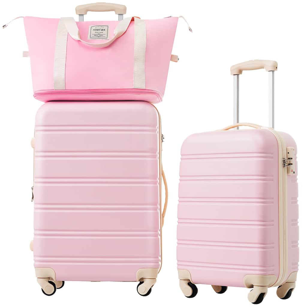 3-Piece Modern Hardshell Luggage Sets, 20''+24'' Suitcase+Bag, Lightweight Luggage with Spinner Wheels and TSA Lock