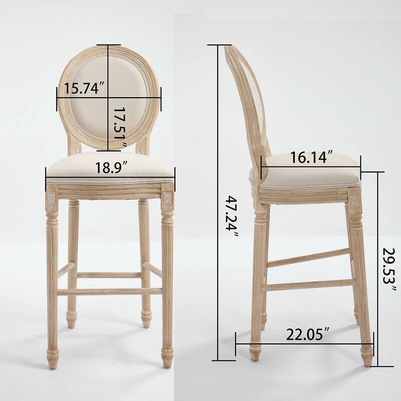 2PCS Cotton Linen Counter Height Dining Chair