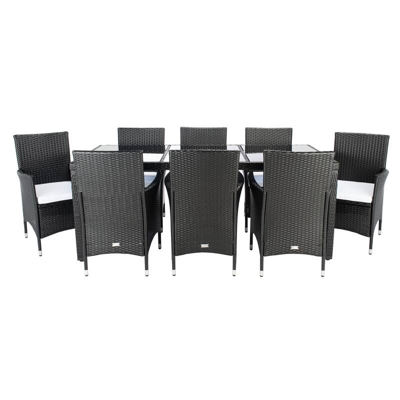 SAFAVIEH Outdoor Lianna 9-Piece Wicker Dining Set - 75Wx35Dx29H