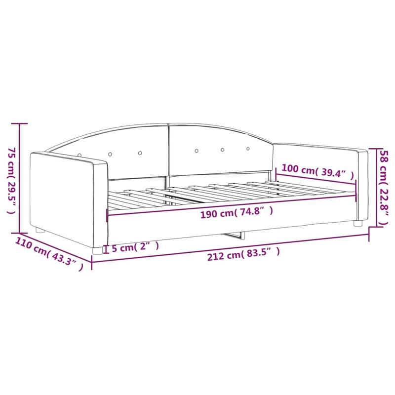 vidaXL Daybed with Trundle without Mattress Dark Gray 39.4"x74.8"