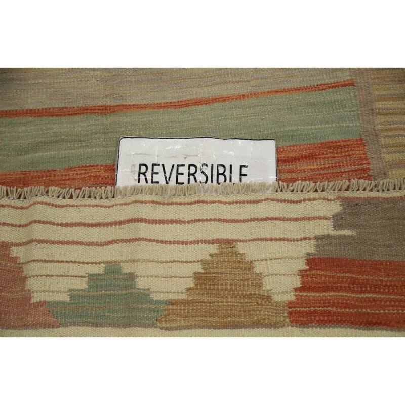 Hand Woven Oriental 100% Wool Carpet Southwestern Tribal Multi-Colored Kilim Area Rug - 8' 11'' X 6' 0''