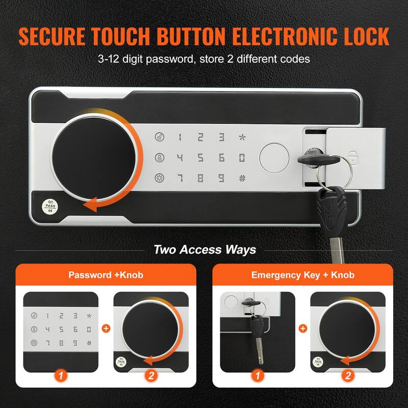 Depository Safe, Deposit Safe with Drop Slot, Electronic Code Lock and 2 Emergency Keys, Business Drop Slot Safe