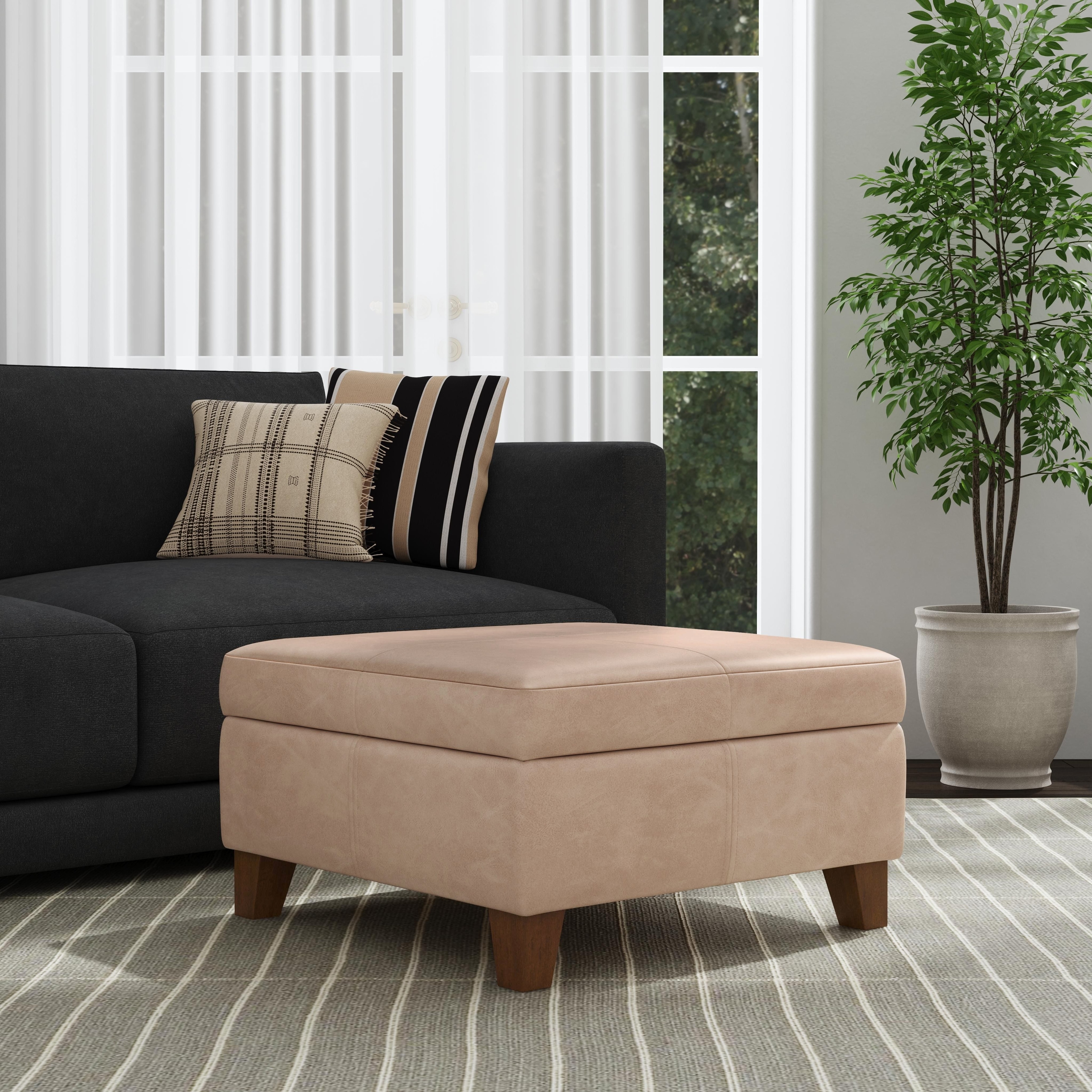 Copper Grove Luxury Large Faux Leather Storage Ottoman