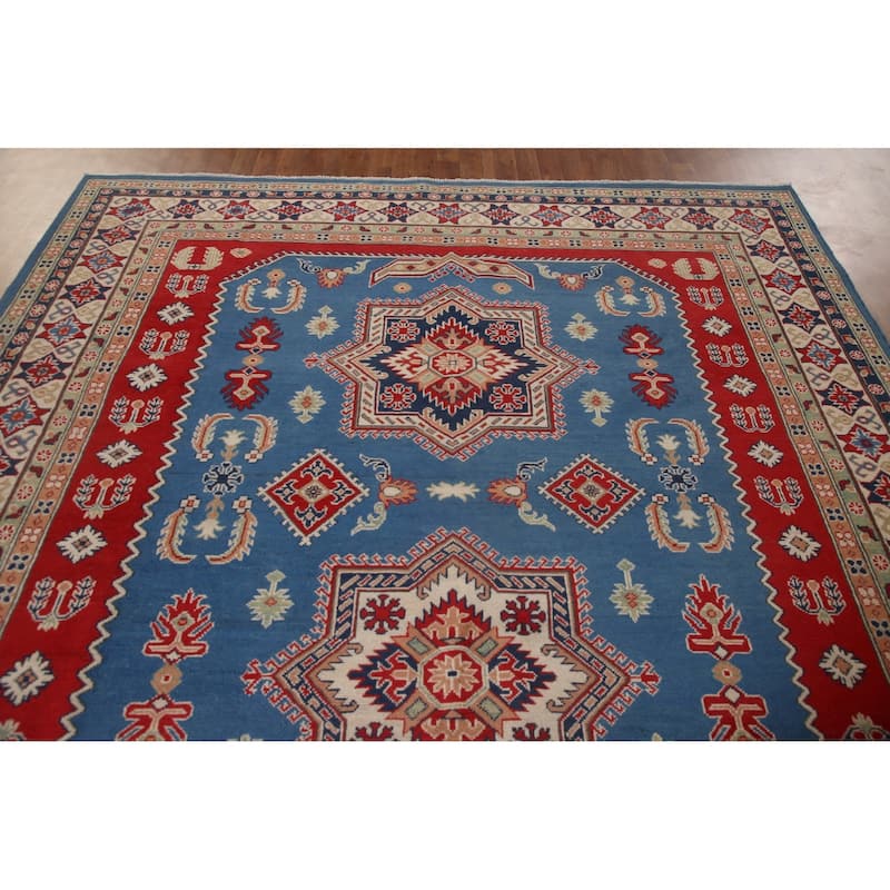 Blue Kazak Oriental Area Rug Wool Carpet - 8'2" x 11'9"