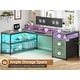 preview thumbnail 37 of 36, 67" L Gaming Shaped Desk Storage Shelves Power Outlet 2 Drawers