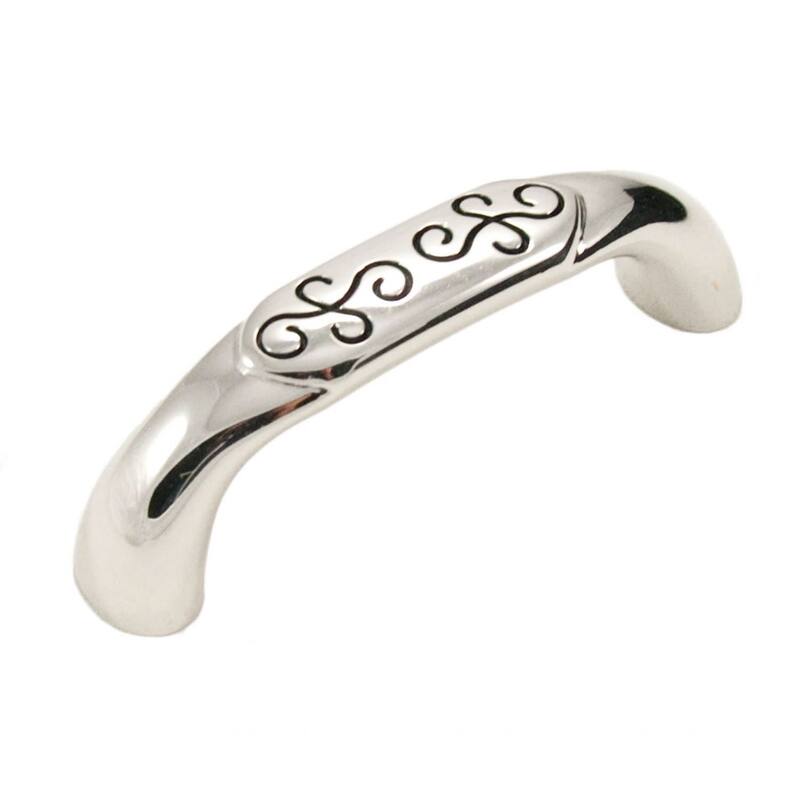 RK International Palermo 3 Inch Center to Center Arch Cabinet Pull - Polished Nickel with Black