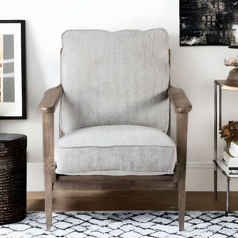 HomeRoots 31" Light Gray and Brown Fabric Lounge Chair - 31' X '32' X '28 - 31' X '32' X '28