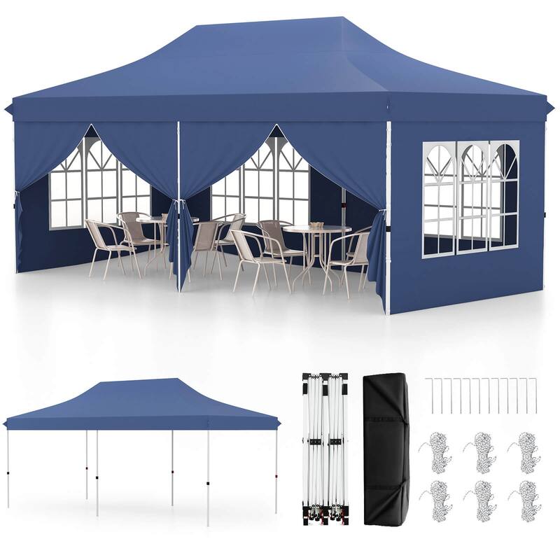 Costway 10 x 20FT Pop up Canopy Outdoor Canopy Tent with 6 Sidewalls - See Details