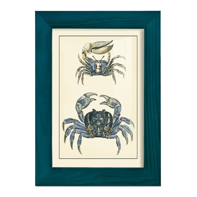 Antique Blue Crabs II -Framed Print w/glass-Cherry Red