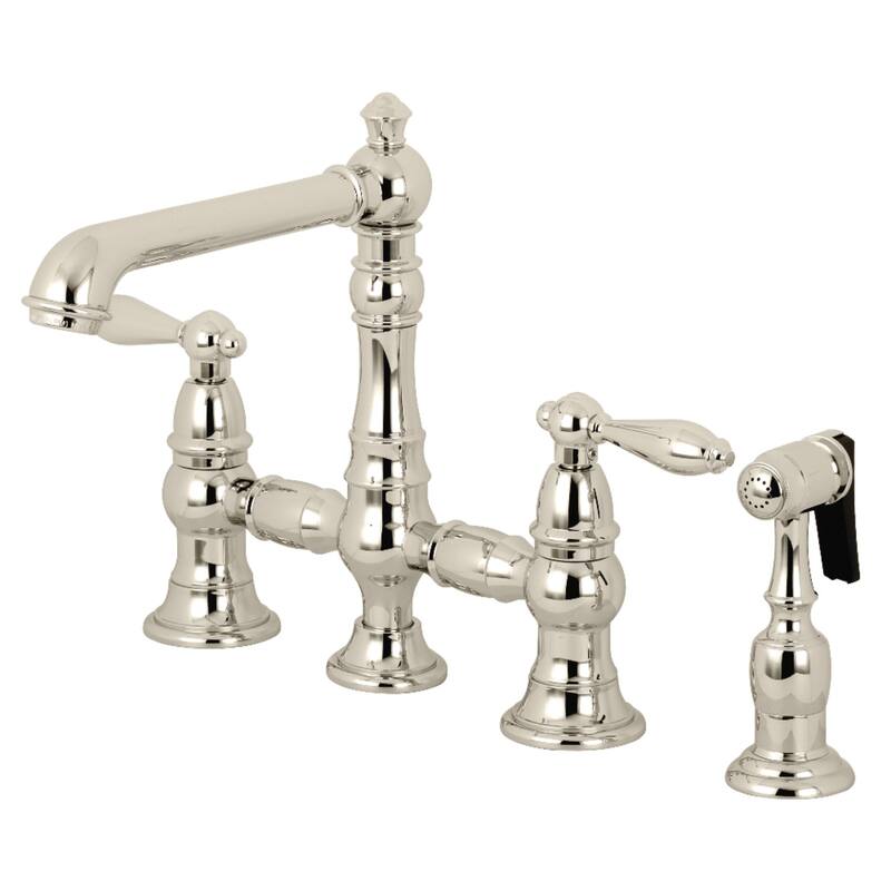 Kingston Brass English Country Kitchen Faucet with Side Sprayer - Polished Nickel