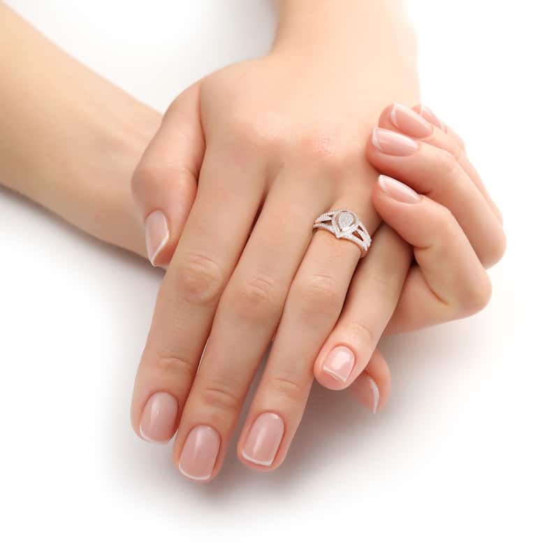 1/10ct TDW Diamond Pear Shape Engagement Ring in 10k Rose Gold for Women - Rose Gold