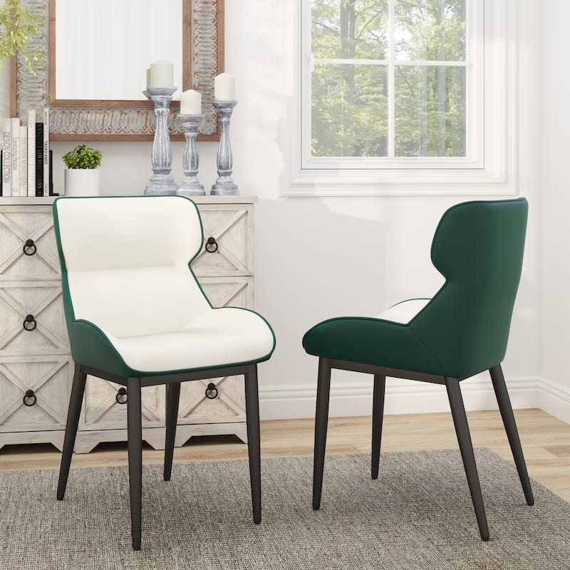 18.7''H Parsons Minimalist PU Leather Dining Chair (Set of 2) - Brown