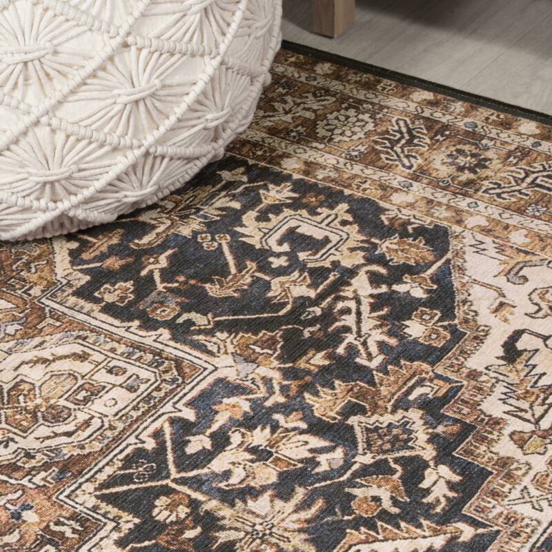 JONATHAN Y Kingdarr Mid-Century Medallion Chenille Machine-Washable Area Rug