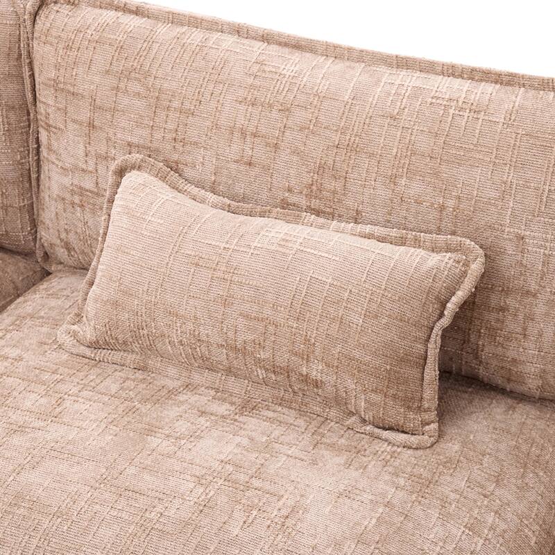 Modern Chenille Chaise Couch L-shaped Sectional Sofa with Storage Ottoman, Phone Holder, USB/Type-C Ports and Side Pockets