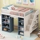 preview thumbnail 2 of 11, Full Size Kids Loft Bed with 2 Four-Layer Storage Cabinets and Curtain, Multifunctional Bed Frame with Storage Staircase