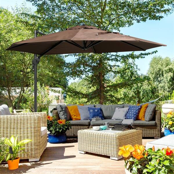 Outsunny 10ft Offset Patio Umbrella with Base - Bed Bath & Beyond - 40433685 Outsunny 10ft Offset Patio Umbrella with Base - Bed Bath & Beyond - 40433685