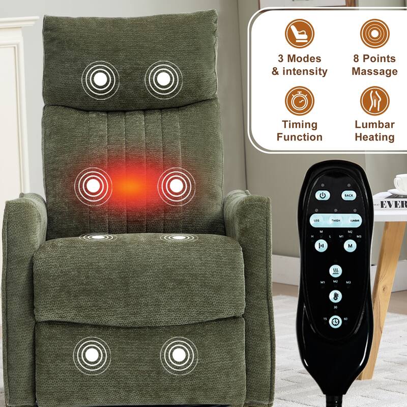 Heat Massage Manual Recliner Chair with Rocker and Swivel in Fabric for Living Room