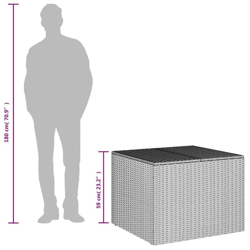 vidaXL Patio Storage Box Poly Rattan 70.9"x35.4"x27.6" Gray