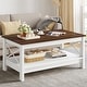 preview thumbnail 27 of 51, Moasis Farmhouse Coffee Table with Shelf, 2-Tier Center Table for Living Room 22"X39" - Brown&White