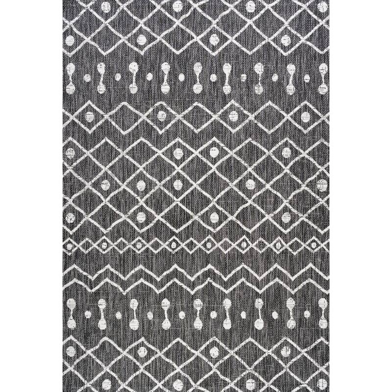 JONATHAN Y Tokay Tribal Bohemian Indoor/Outdoor Area Rug - 8 X 10 - Black/Ivory