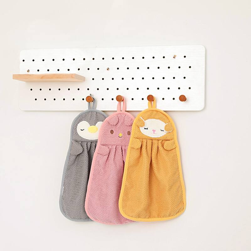 Cute Cartoon Animal Pattern Hanging Hand Towels, 6 Pack Soft Absorbent Decorative Hand Towel Set for Bathroom 9" x 14"