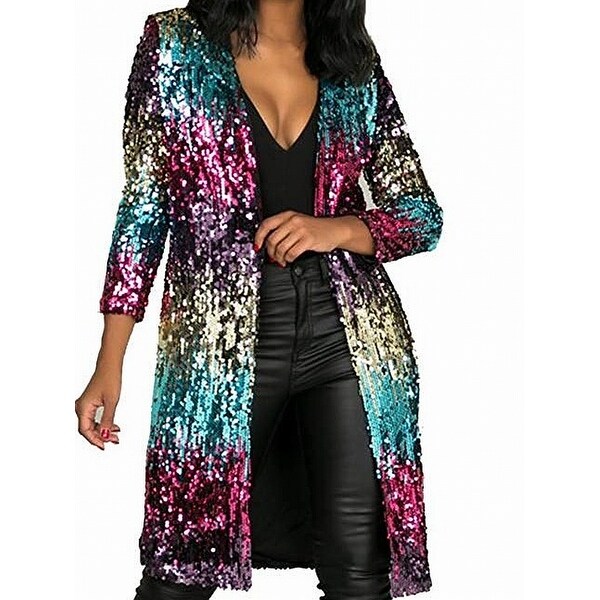 sequin open front cardigan
