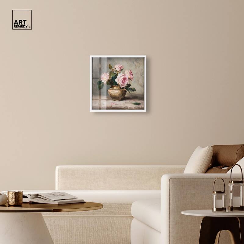 Pink Petals and Brass Shadowbox by Art Remedy