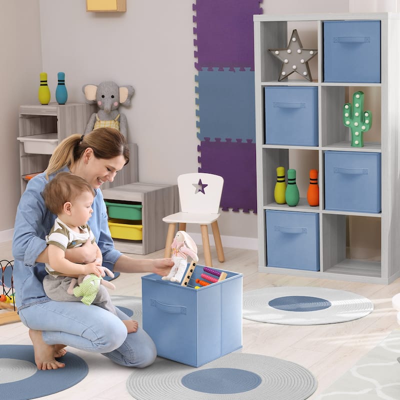 Sorbus Fabric Storage Bins 13" Foldable Cubes With Handles For Pantry, Cubbies, Toy And Closet Shelving Organization - 6Pk