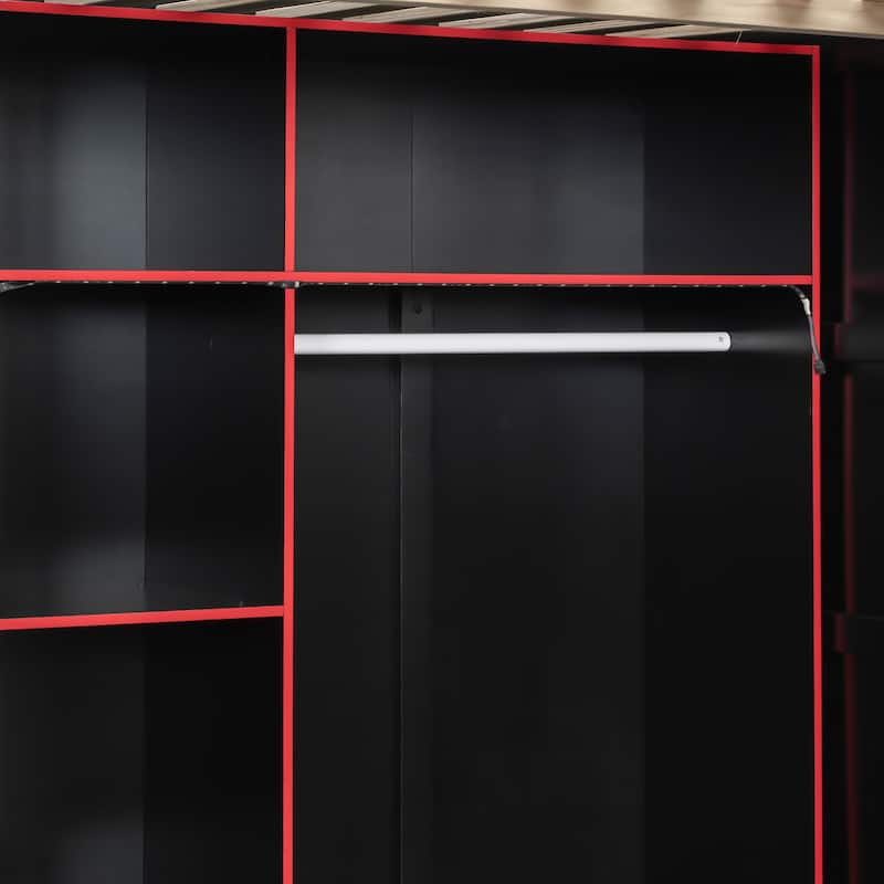 Gaming Loft Bed Full Size Gaming Bed with Desk & RGB Lights