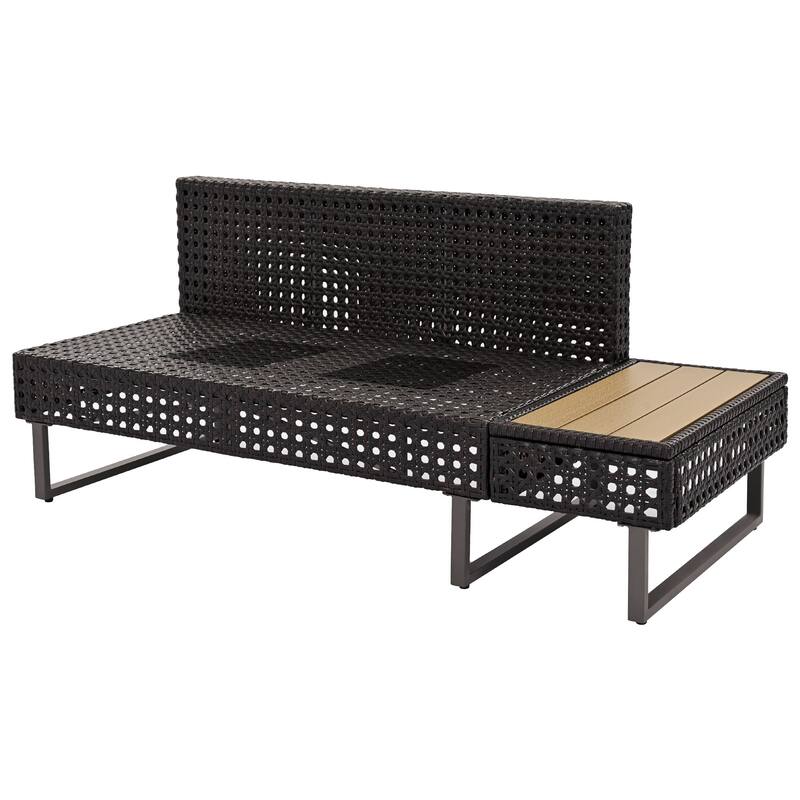 6-Piece Outdoor Patio Rattan Sectional Sofa Set with Adjustable Seat, Side Table, Coffee Table with Ice Bucket