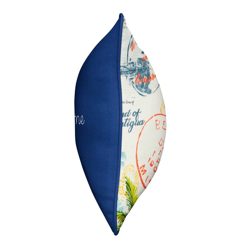 On Island Time Indoor/Outdoor Embroidered Pillow, Knife Edge