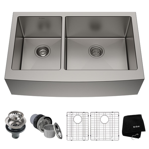 KRAUS Standart PRO Stainless Steel 33 in 2-Bowl Farmhouse Kitchen Sink. Opens flyout.