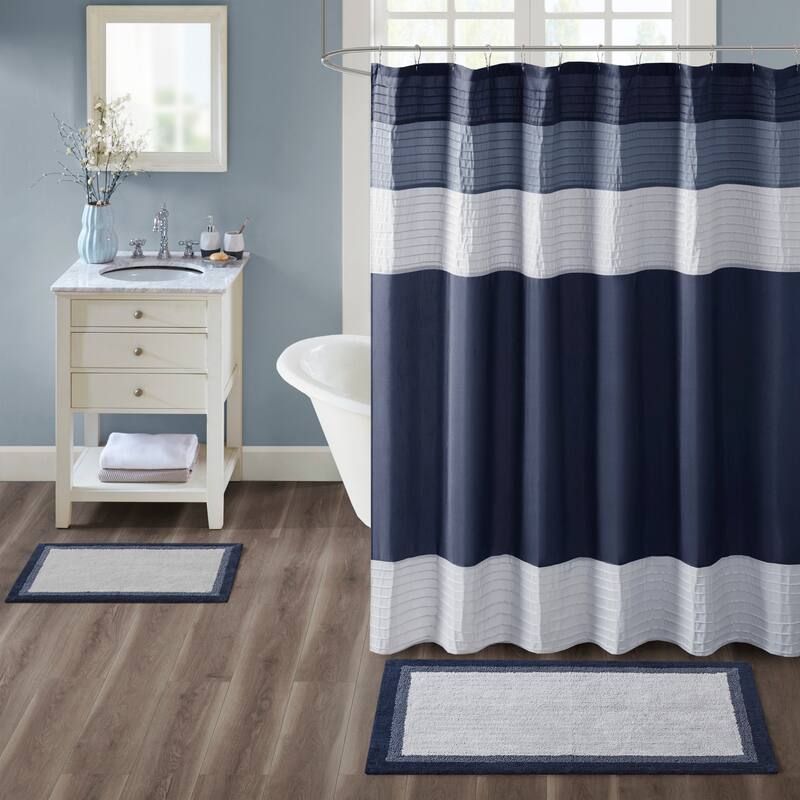 Madison Park Tradewinds Cotton Bath Rug - 20"W x 30"L - Navy