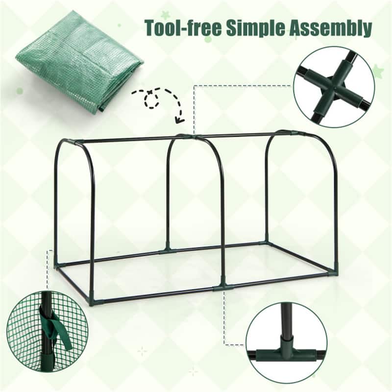 Portable Mini Greenhouse with PE Cover and Metal Frame for Outdoor Plants Sun and Rain Protection Easy Setup
