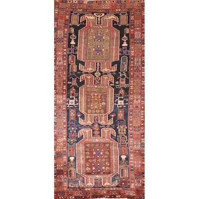 Tribal Meshkin Persian Runner Rug Vintage Wool Carpet - 3'4"x 9'5"