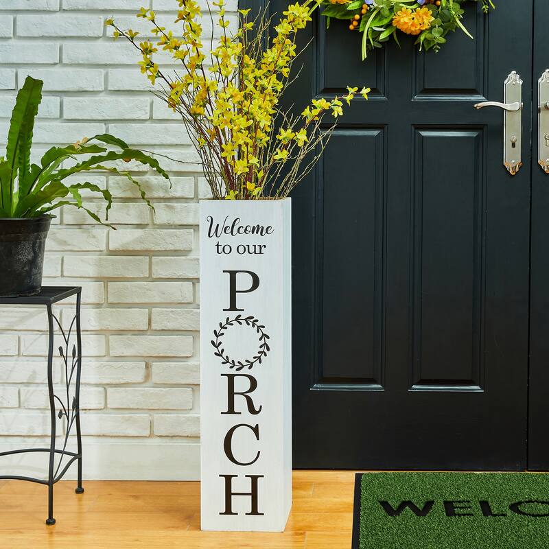 Glitzhome 30"H Rustic Welcome & Home or Welcome & Porch Double Sided Wooden Planter Sign Front Door Decor(2025 Quality-upgraded)