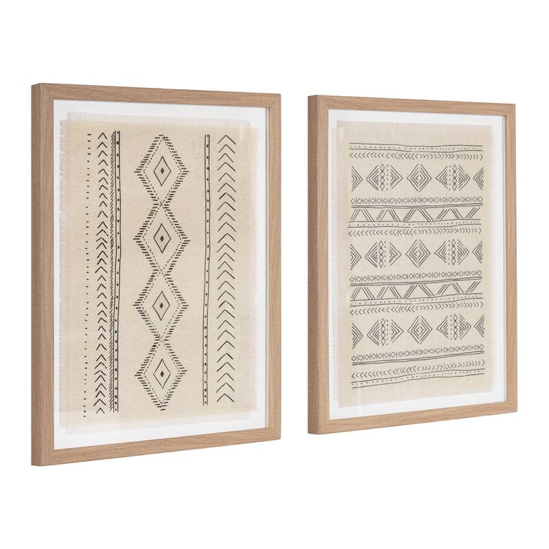 Kate and Laurel Samori Framed Textile Art Set - 2 piece 16x20