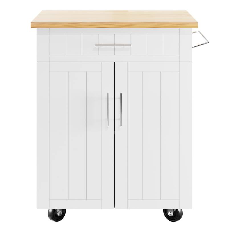 Futzca Kitchen Island Cart with Counter Space - White