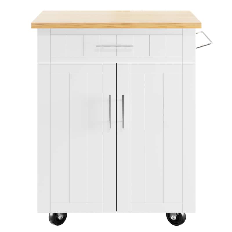 Rolling Kitchen Island with Storage Cabinet & Drawer – Extra Counter Space for Kitchen