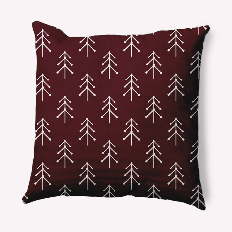 Patterned Trees Winter Soft Spun Polyester Decorative Throw Pillow - 20 x 20 - Christmas Burgandy