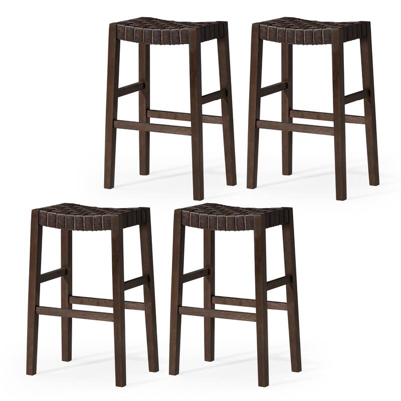 Maven Lane 31" Emerson Bar Height Kitchen Stool - Set of 4 - Weathered Brown