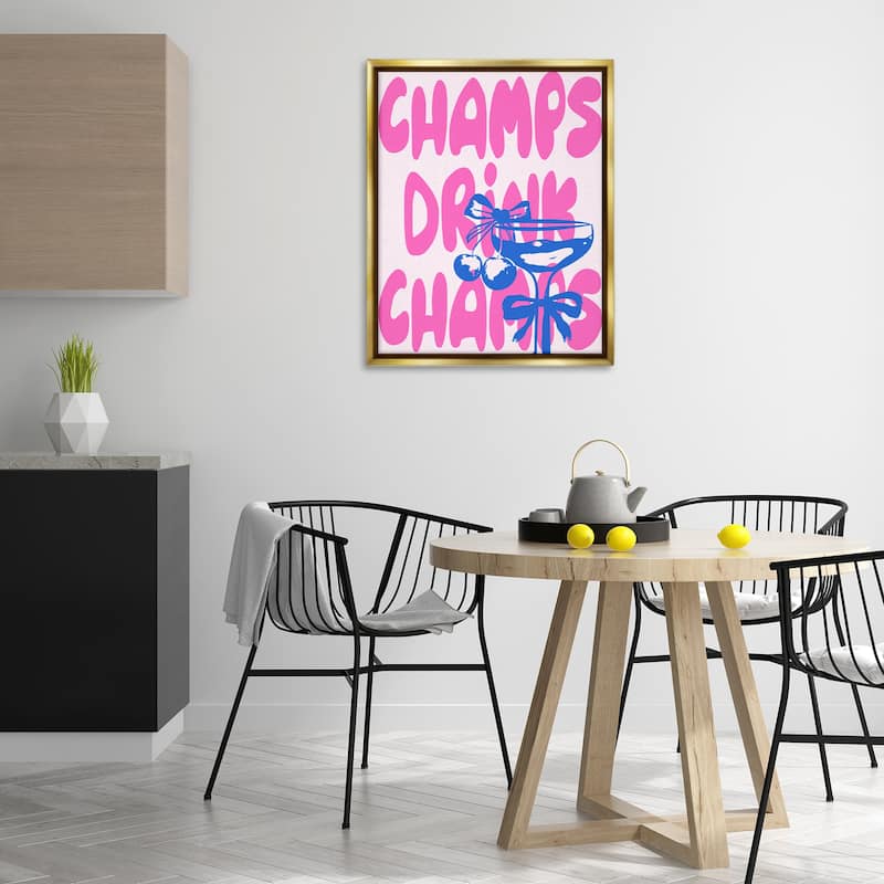 Stupell Champs Drink Champagne Framed Floater Canvas Wall Art Design By House of Lulu