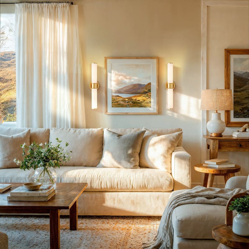 Modern Double Wall Sconce - Metal, Glass & Matte Black, Ivory White Sconces for Hallway or Accent Walls in Contemporary Style