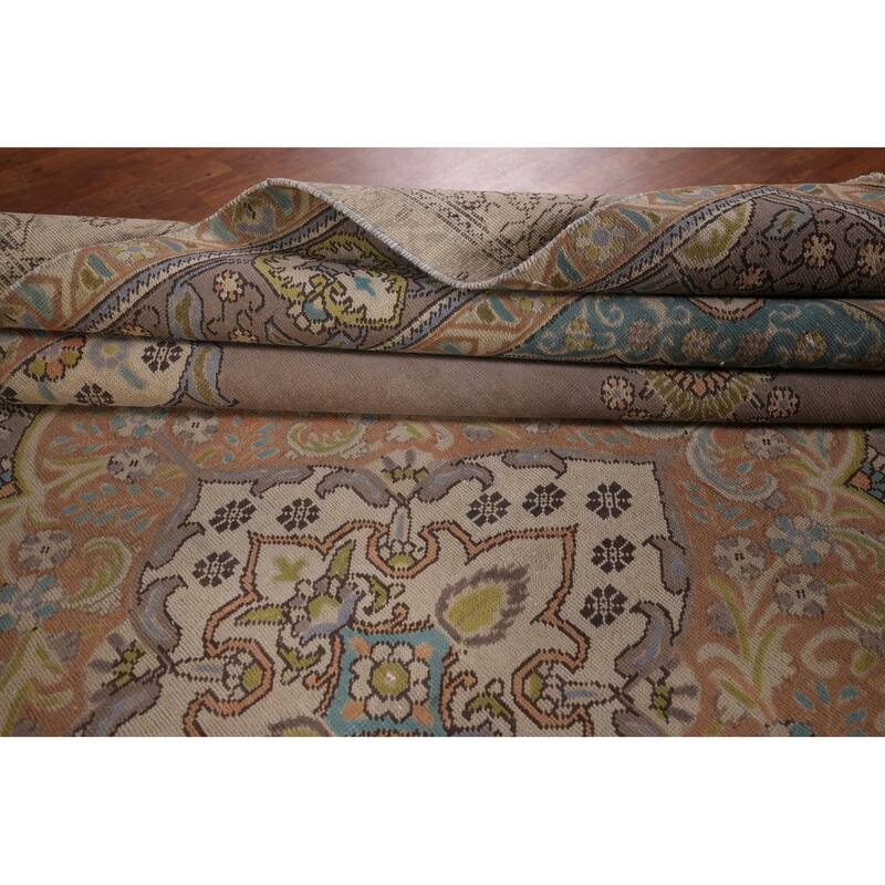 Over-Dyed Tabriz Persian Vintage Large Rug Hand-Knotted Wool Carpet - 9'8" x 13'2"