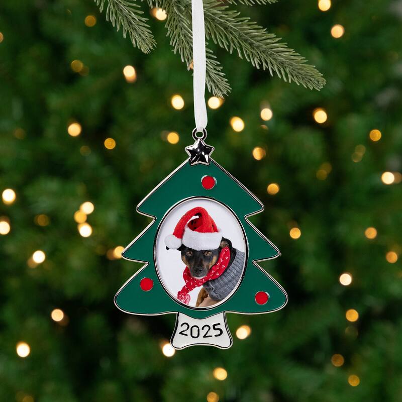 2025 Christmas Tree with Star Photo Frame Ornament - 4"